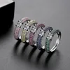 Designer exquis et tendance AAA Zircon Micro Incrup Ring pour les femmes Bijoux de mariage et de cadeau d'amant en platine cuivré et coloré