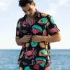 Erkek Trailtsits Streetwear Summer Plajı Tarzı Gevşek Gömlek Hawaiian Sıradan Takım Erkek Basılı İki Parçalı Set Moda Seti