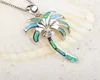 Palm Tree Penant Green Opal Collier Sterling Silver Women039S Pendant 6721155