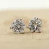 14k Solid Gold Starsgem kostenloser Versand Ausgezeichneter Runde Moissanite Fine Gold Ohrring Studs Schmuck Schmuck