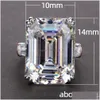 Anneaux de bande Sterling Sier créé Emerald Cut Diamond Mariage Engagement de mariage Cocktail Femmes Moisanite Fine Bijoux Drop Livraison DHP0U