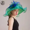 Cappelli a bordo larghi cappelli a secchio FS 2024 Cap di organza Kentucky Derby Cappelli per donne con maglie Flower Flower femmina Sombrero Sposa di matrimonio St Patricks Fedora Y240426