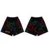 24SS Rhude Shorts Colorful Cashew Flower Shorts American High Street Casual Loose Knit Drawstring Quarter Pants for Men and Women