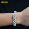 Speziell gefrorene Moissanit Diamond Sterling Sier 13mm Big Eye Hip Hop Schmuckkette Kubanische Verbindung Armband