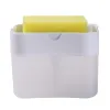 Defina o dispensador de sabonete da imprensa com caixa de esponja Manual de dupla camada Manual de lavagem 2 em 1 Cozinha suprimentos para o banheiro para lavar a limpeza
