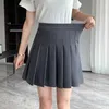 Jupes Rimocy coréen élastique haute taille en cuir plissé femme noir gris courte courte A-line femme 2023 Été jk uniforme mini jupette2429