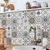 Set 24pcs Self -Yapısal Kiremit Çıkartmaları Backsplash Mutfak Retro 3D Su Geçirmez Duvar Çıkartması Banyo Duvar Dekor Vinil Kağıt