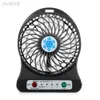 Elektriska fläktar Portable Rechargeble LED Light Fan Cooler Mini Desk USB 18650 Batterifläkt D240429