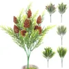 Dekoratif Çiçekler Yapay Bitki Simüle Çam Şubeleri Ev Diy Çelenk Hediye Dekor Süsleme El Sanatları için Noel Ağacı Dekorasyonu Sahte
