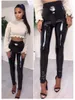 Leggings voor dames gotisch stretch glanzende look pu lederen vrouwen zwart slank push omhoog lange broek dames sexy mager