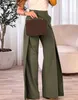 Spodnie damskie Capris 2023 Nowe mody damskie spodnie eleganckie wysoką talię nakładki asymetryczne szerokie spodni spodni swobodny dół dla kobiet Y240429