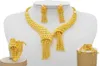 24K gouden kleur sieraden sets voor vrouwen bruids luxe ketting oorbellen armband ring set Indian African Wedding Fine Gifts 2107205051852