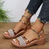 Kledingschoenen dames sandalen zomer helling hielplatform zacht zool gouden zilveren kleur trendy 2024 outdoor wiggen pompen