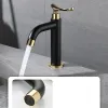Set Bathroom Basin Faucets Single Cold Water Bathroom Sink Faucets Black and Gold 304 Stainless Steel Single Handle Washbasin Tap
