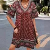 Casual Dresses Spring And Summer Foreign Trade Women's Short-sleeved Printed National Fashion Dress