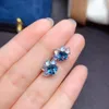 Stud Küpe Kalp tarzı Mavi Topaz Kadın Mücevherleri Moonstone ile Gerçek 925 Gümüş Özel Tasarım Partisi Hediye Doğum Taşı