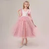 Mädchenkleider New Childrens Nagel Perle Mesh Prinzessin Kleid weiße Hochzeitskleidershow Kleid Große Kinderflausch für 4-14 Jahre