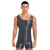 Stage Wear Mens Glossy Stretchy Sleeveless Tank Leotard Unitard Gymnastics Jumpsuit Bodysuit For Bodybuilding Exercise Workout Swimming