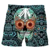 Pantaloncini da uomo divertente fiore di cranio con stampa 3d in spiaggia maschi di moda da nuoto casual streetwear pantaloni corti per le vacanze surf tronchi