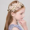 Haarclips Roze haarband Pearl Bruids Tiaras Lady Wedding Accessories For Women Golden Leaf Hoofdband Betrokkenheid Prom sieraden