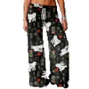 Женские штаны Capris Spring Summer Print Print Широкие брюки для ног Женщины Strt Stant