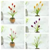 Decorative Flowers 3/5 Heads Tulip Simulation Flower Artificial Fake Home Living Room Office Desktop Creative Decoration