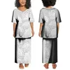 Vestidos casuais Pultasi de garotas polinésias personalizadas do PULETASI FILHAS Conjunto de saia de verão de manga curta Long e branca