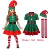 Roupas Conjuntos 2024 Green Elf Girls Christmas Festival Festival Santa Clause para Ano CHILREN DRESS FEQUELAÇÃO DE XMAS