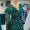 Mermaid Hunter Aso Ebi Green Prom Dress Crystals Evening Festa formal Recepção Aniversário