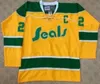 27 Gilles Meloche 1970 -talet Kalifornien Golden Seals 7 Reggie Leach Vintage Jersey Stitched White Blue Green Yellow Alternativ Jersey