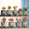 Planters potten 9 handgeschilderde multi-colour bloempotten mini keramische huishoudelijke bureaublad balkon binnenplaats plantentuin Q240429