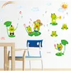 Autocollants muraux dessin animé Happy Frog Sticker for Kids Room Child's Child's Home Decoration Mural Animals Nursery Wallpaper