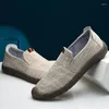 Casual Shoes Loafers Men Canvas Shoe Cloth Spring Linen 2024 Mens Lightweight Cow Tendon Sole Walking Breathable