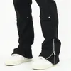 Jeans masculin y2k vêtements pantalon homme cargo conception de fermeture droite