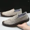 Casual Shoes Loafers Men Canvas Shoe Cloth Spring Linen 2024 Mens Lightweight Cow Tendon Sole Walking Breathable