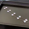 Van Cl ap classic High version 925 sterling silver four leaf clover ten flower necklace female white Fritillaria agate plated 18K rose gold 10 clavicle chain