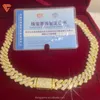 Nya ankomst Fashion Jewelry 925 Silver Necklace 12mm 2 Rows Iced Out VVS Moissanite Diamonds Gold Plated Hiphop Cuban Link Chain