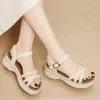 Dress Shoes 2024 Summer Flat Bottom Casual One Line Buckle Sandals Versatile Comfortable Soft Face College Style Student Open Toe For