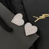 Parlak 18K Altın Kaplama Lüks Marka Tasarımcıları Mektuplar Study Ear Ring Heart Classic Kadın Kristal Rhinestone İnci Küpe Düğün Partisi Jewerlry