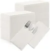 Tabelle Serviette 50pcs Weiß vorgefalztete Papier-Servietten Einweg-Leinen-Feel-Abendessen mit integrierter Flächenpocke für Hochzeitsfeier
