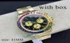 Мужские часы -дизайнер наблюдает за тем, как Moissanite Watches Bristech Business Business Rainbow Circle Размер 41 мм резиновый ремешок из нержавеющей стали Sapphire 9296472