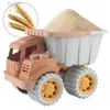 Sand Play Water Fun Simulation Truck Truck Planche Place For Children Wheat Straw Engineering Vehicle Bulldozer Excavator for Seaside Sand Water Game D240429