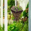 Vaser hängande växtkrukor inomhusvävande blomma korgar blommor dekor fyrkantiga konformade planter