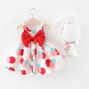 Mädchenkleider Neue Sommer Neugeborene Baby Kleidung Set Cartoon süßes Druck Baumwollschmelze Blumen Strandkleider+Sunhat Kids Prinzessin Kleid