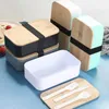 Bento scatole pranzo portatile a microonde a microonde in legno isolante scrivania da ufficio in stile giapponese sushi q240427