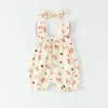 Rompers Baby Girls Summer Clothes Camisole Rompers Floral Girls Jumpsuits 3D Flower Outfit H240509