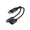 2 In 1 lader- en audiotype C -kabels Oortelefoon Hoofdtelefoonaansluiting ADAPTER CONNECTER KABEL 3,5 mm AUX -hoofdtelefoon voor USB -kabels