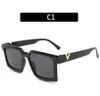 Big Box Men039s Óculos de sol, óculos de sol para homem moda clássica v letra letra Óculos da moda acrílica UV400 Black Frame OCUL6547334