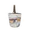 Olieverfstijl handtas schattige print schoudertas buiten hand in handtas cartoon student canvas tas groothandel