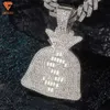 Lifeng Jewelry Fashion Diamond Pendant Bust Down Vvs Moissanite Dollar Money Bag Men Hiphop Pendant Charm